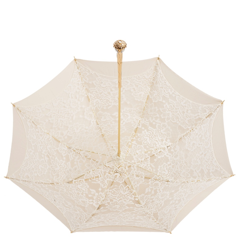 Elegant Ecru Umbrella – Handmade Italian Double Cloth Parasol with Luxury Handle