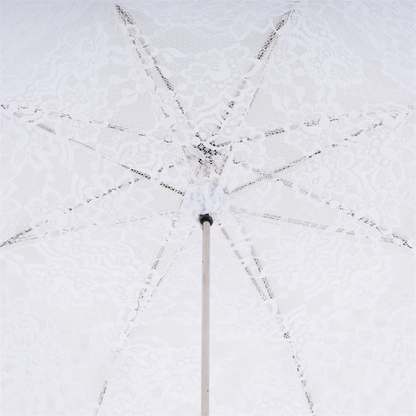 White Lace Wedding Parasol – Handmade Italian Umbrella With Genuine Leather Handle