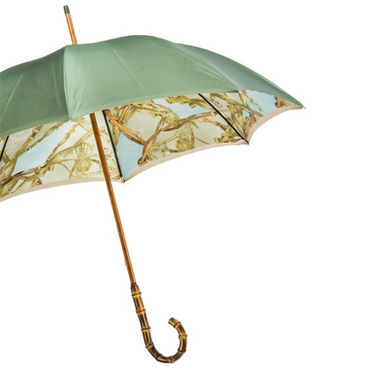 Bamboo Handle Umbrella | Stylish Double Cloth Rain Umbrella with Bridles Print and Gift Box