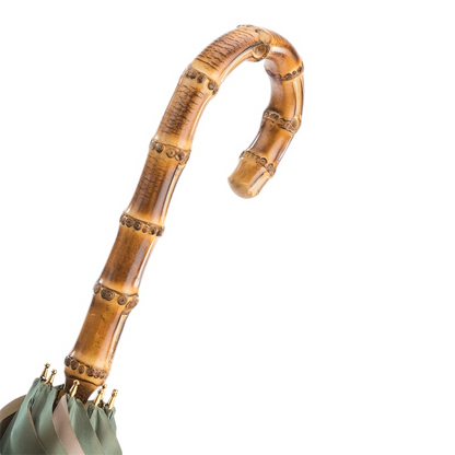 Green Bamboo Umbrella – Handmade Italian Double Cloth Canopy with Bamboo Handle