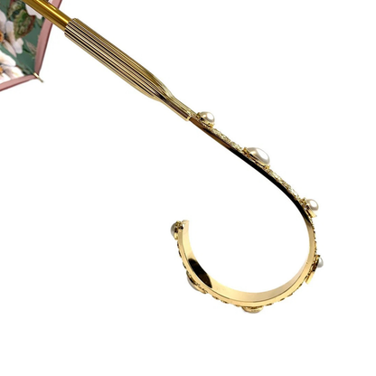 Handcrafted Floral Luxury Umbrella with 24K Gold Handle