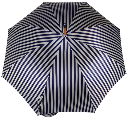 Men's Double Canopy Umbrella – Blue Striped Jacquard Fabric, Wind Resistant Rain Gear