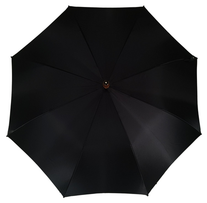 Automatic Black Umbrella | Elegant Men's Classic Rain Gear with Silver Frame and Bamboo Handle