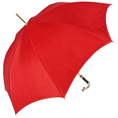 Luxury Red Umbrella – Hand-Painted Handle, Satin Canopy & Italian Craftsmanship