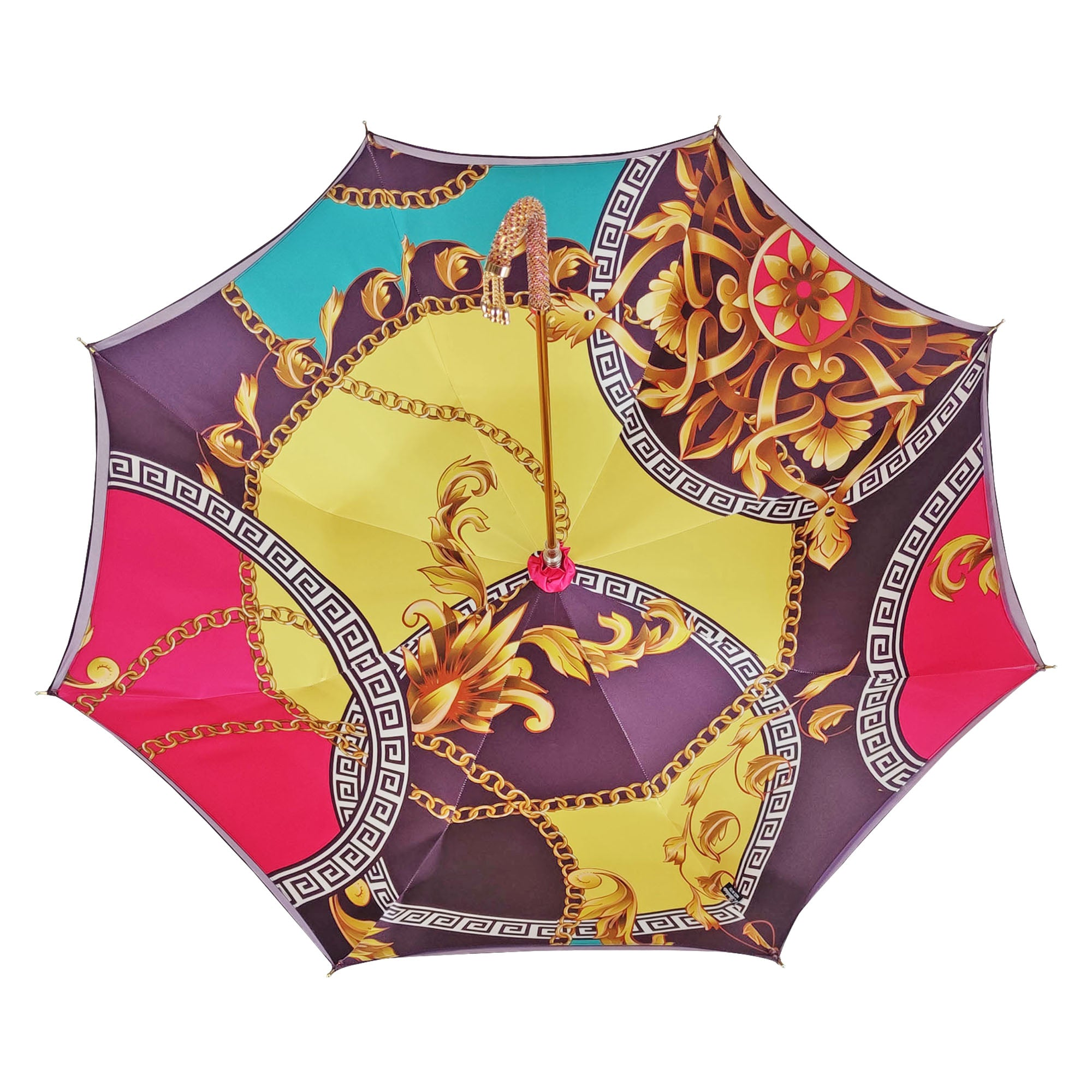 Handcrafted Umbrella – Luxury Rain Umbrella with Amethyst Crystal & 24K Gold Handle