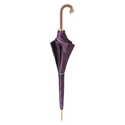 Handcrafted Umbrella – Luxury Rain Umbrella with Amethyst Crystal & 24K Gold Handle