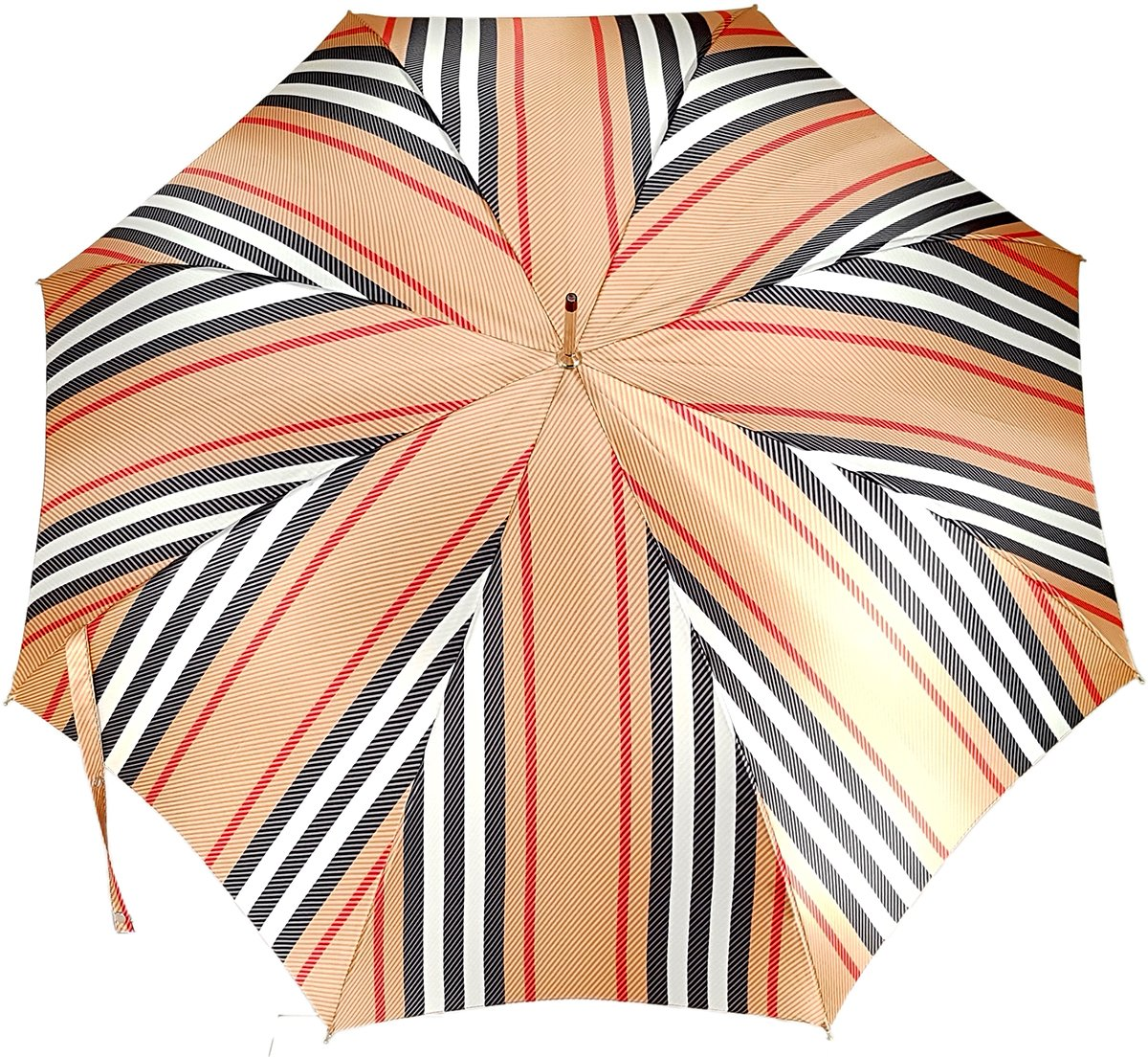 Luxury Men's Umbrella – Striped Italian Satin Canopy | Bamboo Handle, Automatic Open
