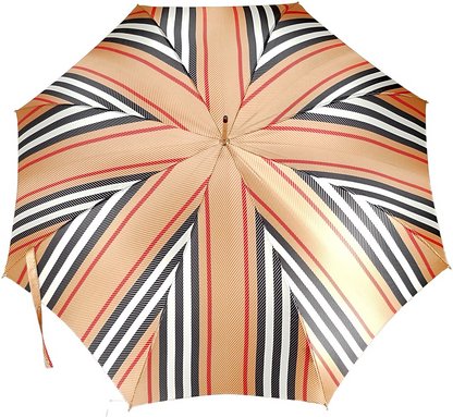 Luxury Men's Umbrella – Striped Italian Satin Canopy | Bamboo Handle, Automatic Open