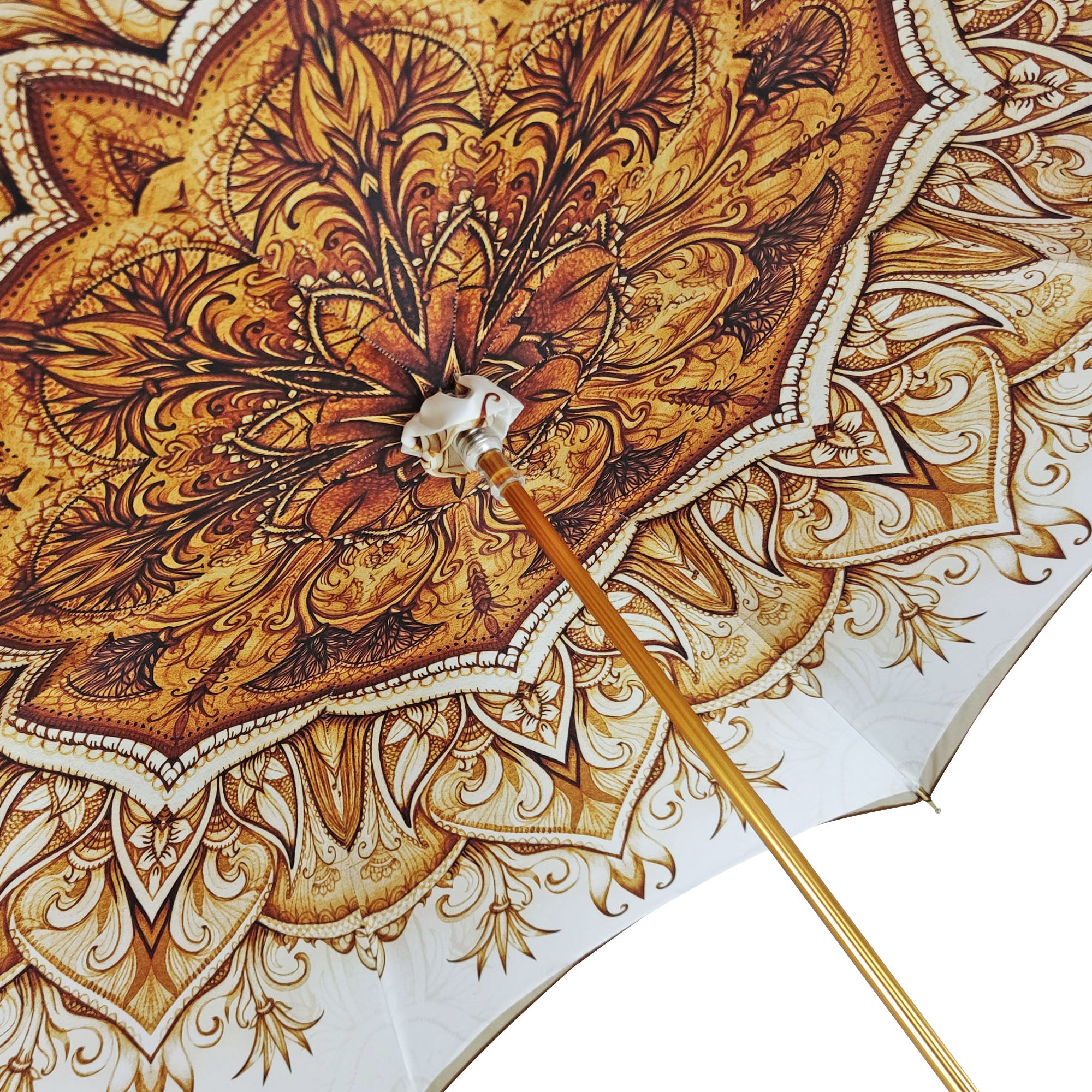 Handmade Luxury Umbrella – Classic Fancy Women's Rain Umbrella with Gold Plated Handle
