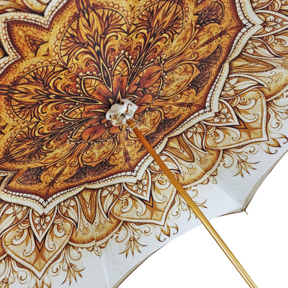 Handmade Luxury Umbrella – Classic Fancy Women's Rain Umbrella with Gold Plated Handle