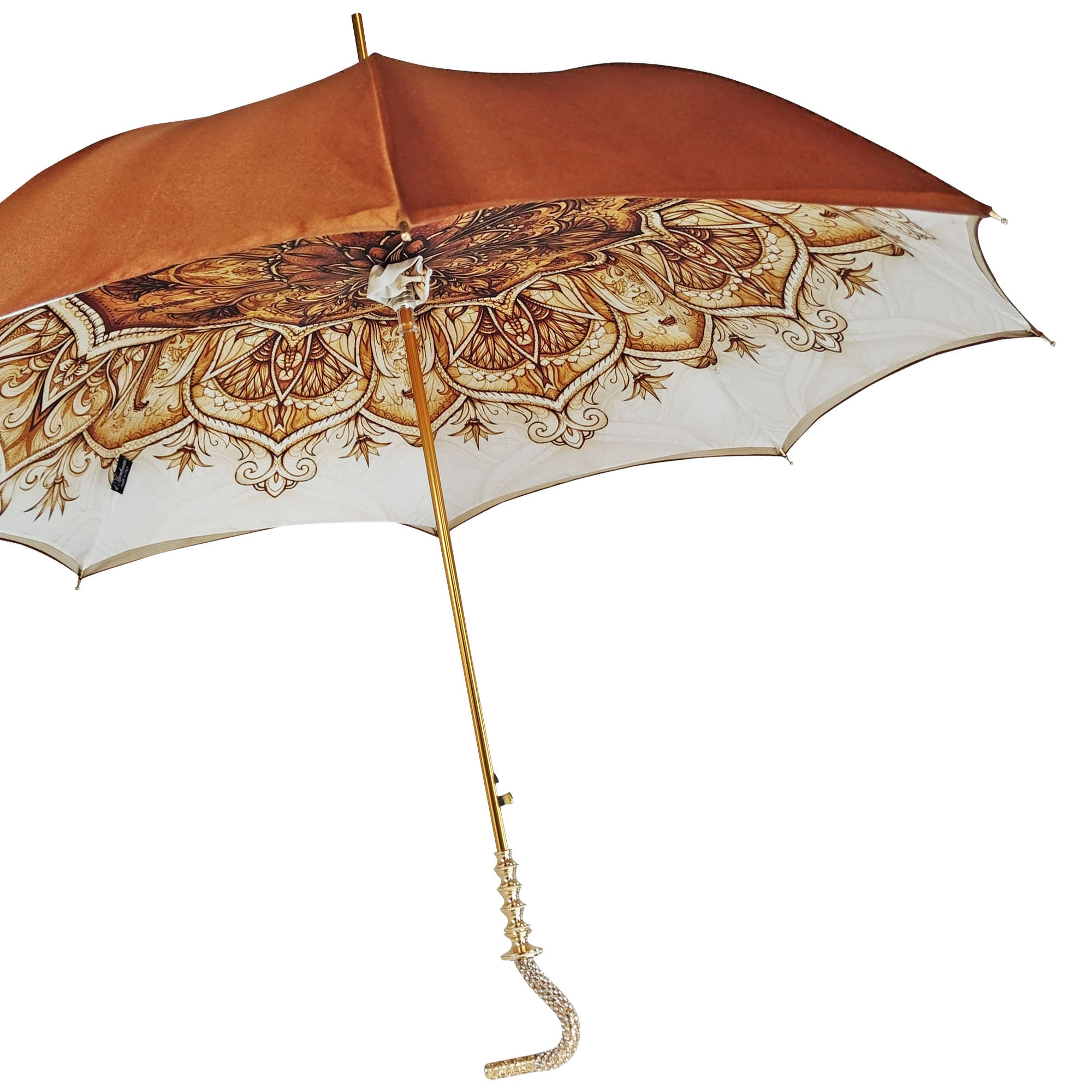 Handmade Luxury Umbrella – Classic Fancy Women's Rain Umbrella with Gold Plated Handle