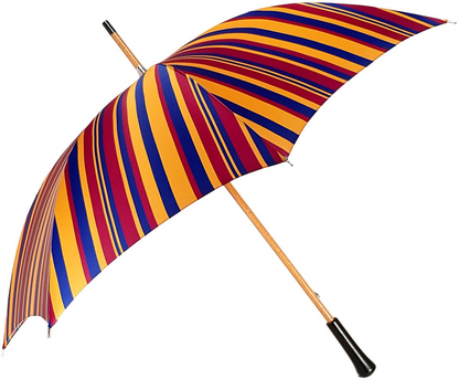 Handcrafted Striped Umbrella – Luxury Rain Gear With Leather Handle & Wind Resistant Frame