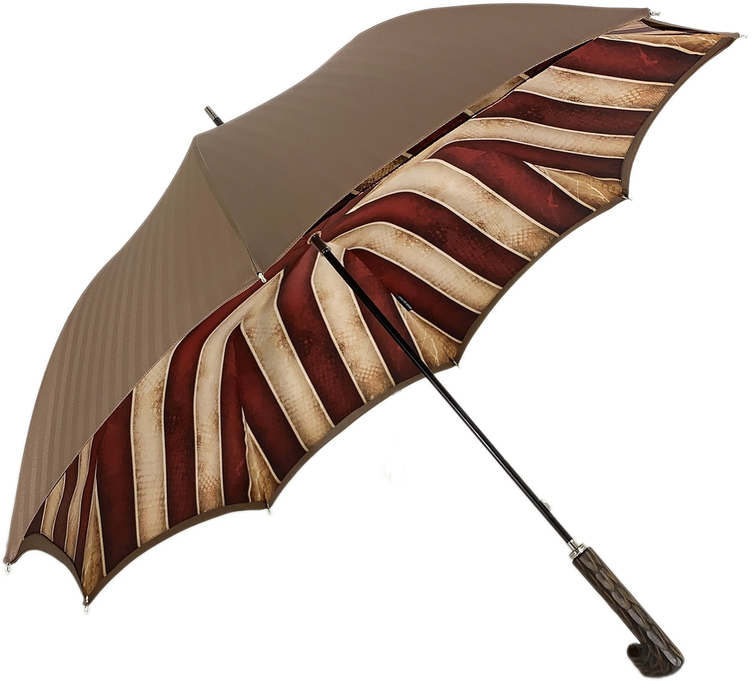 Handcrafted Men's Umbrella – Double Canopy Rain Umbrella with Engraved Wood Handle