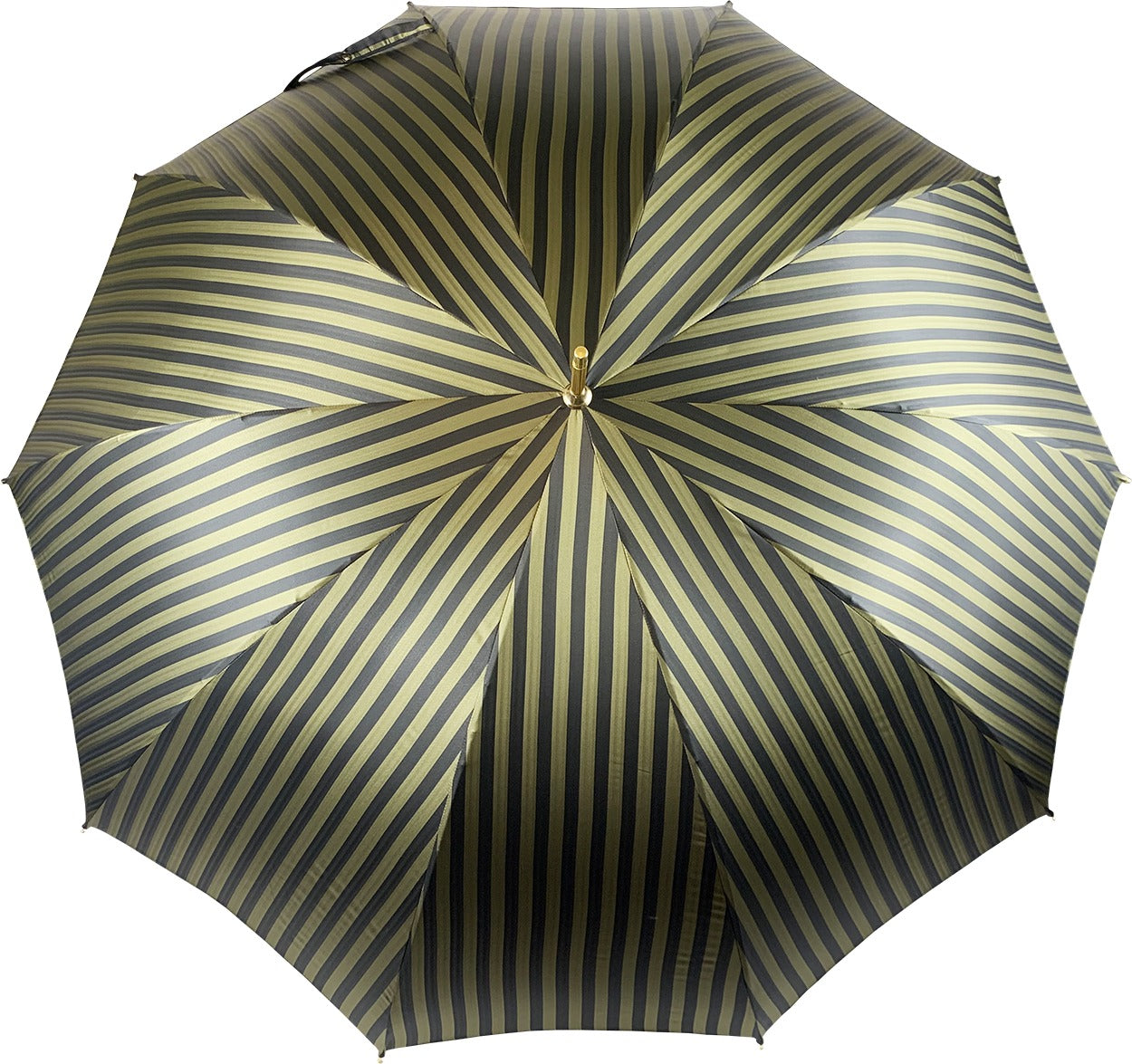 Black Pinstripe Umbrella – Luxury Men's Rain Gear with 24K Gold Handle & Automatic Opening