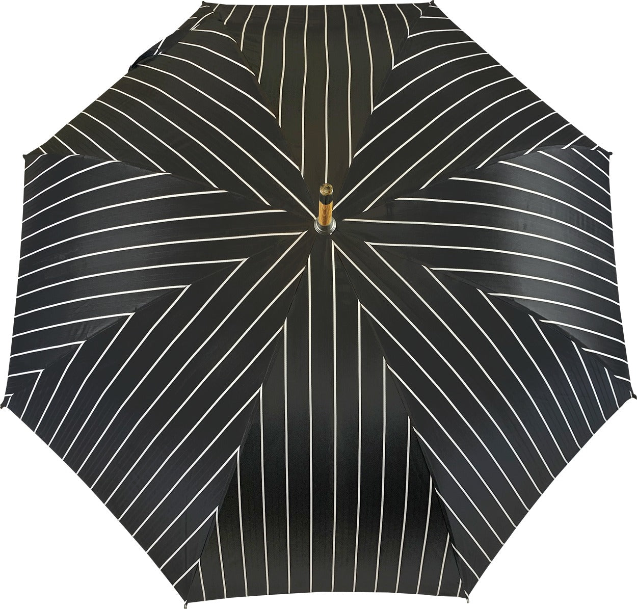 Men's Double Canopy Umbrella – Grey & Blue Striped Italian Handmade Rain Umbrella