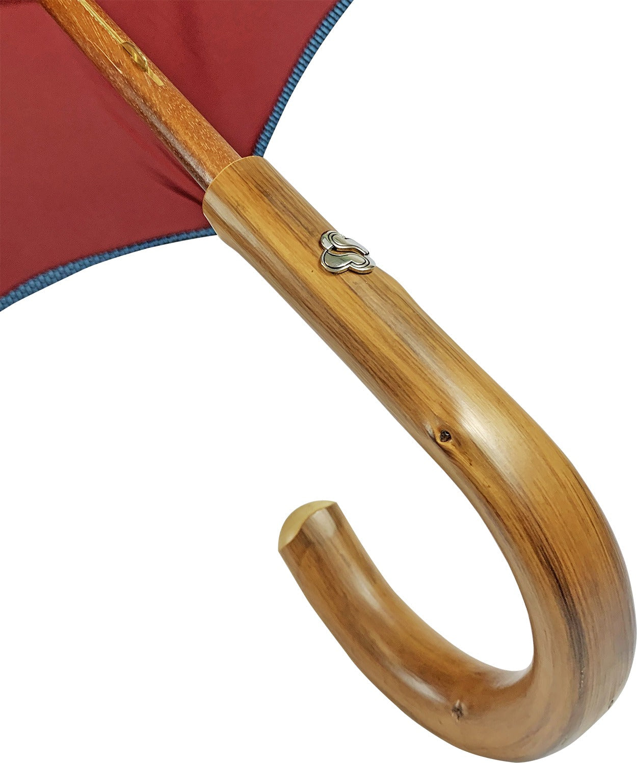 Men's Double Canopy Umbrella – Navy Blue Rain Umbrella with Wooden Handle & Dot Pattern