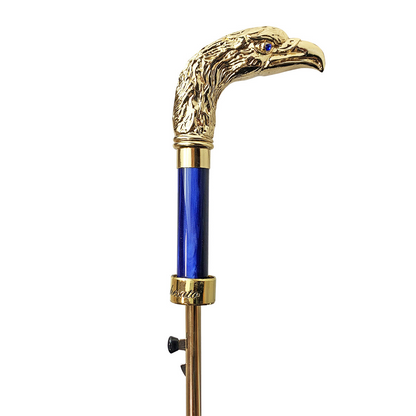 Luxury Men's Umbrella – Blue Canopy, 24K Gold Eagle Handle, Carbon Fiber Ribs