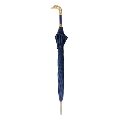 Luxury Men's Umbrella – Blue Canopy, 24K Gold Eagle Handle, Carbon Fiber Ribs