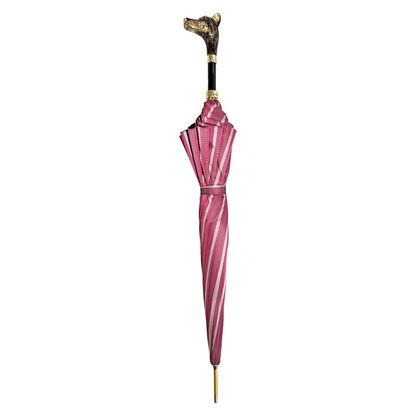 Luxury Burgundy Umbrella – Men's Rain Umbrella with 24K Gold Dobermann Handle