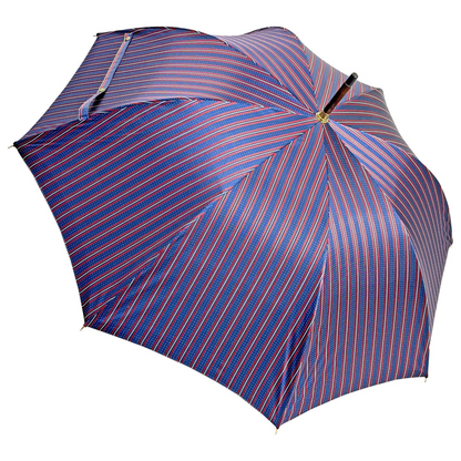 Burgundy Gents Umbrella – Handmade Italian Leather Handle, Wind Resistant Design
