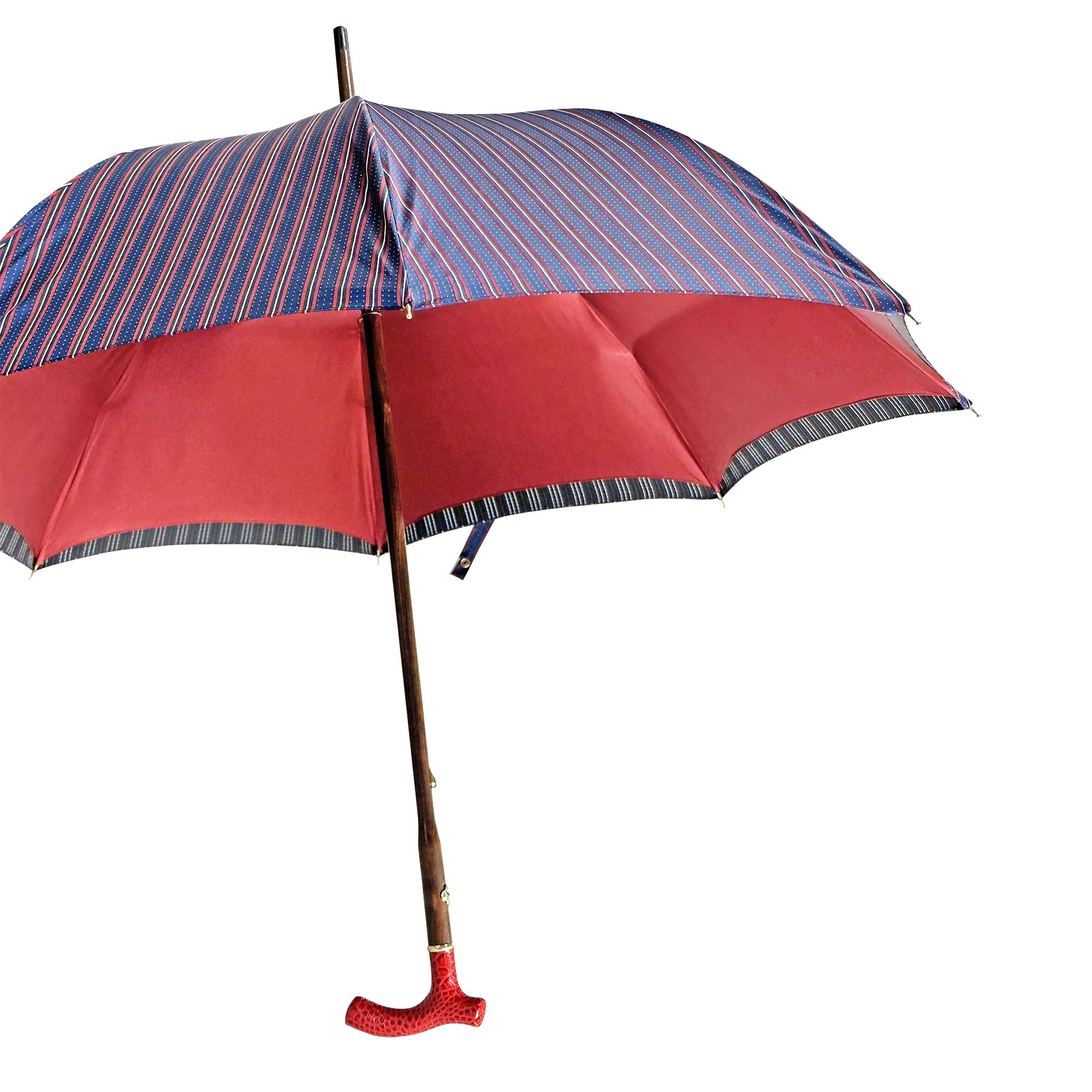 Burgundy Gents Umbrella – Handmade Italian Leather Handle, Wind Resistant Design