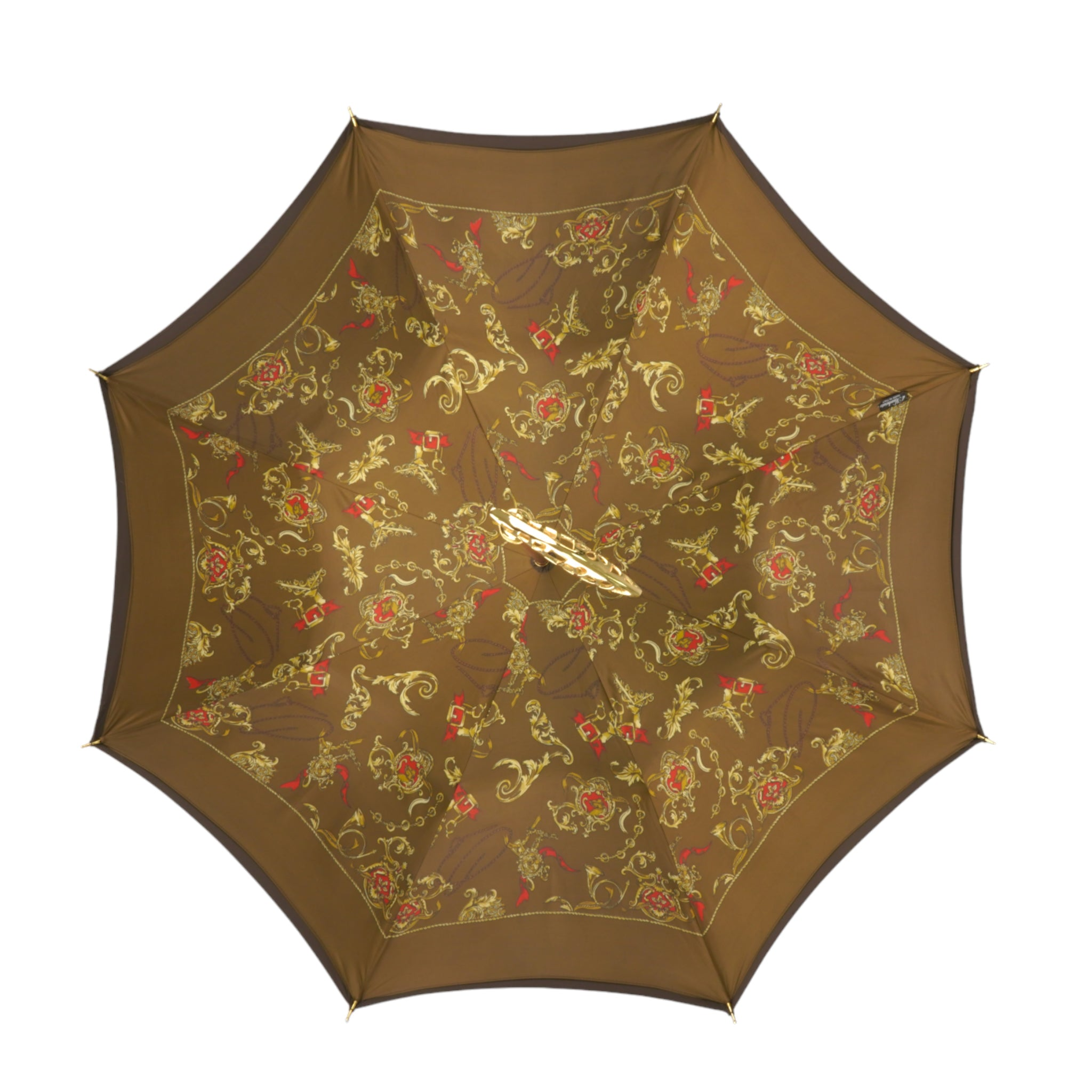 Double Canopy Umbrella – Luxury Rain Umbrella with 24K Gold Handle & Jacquard Fabric
