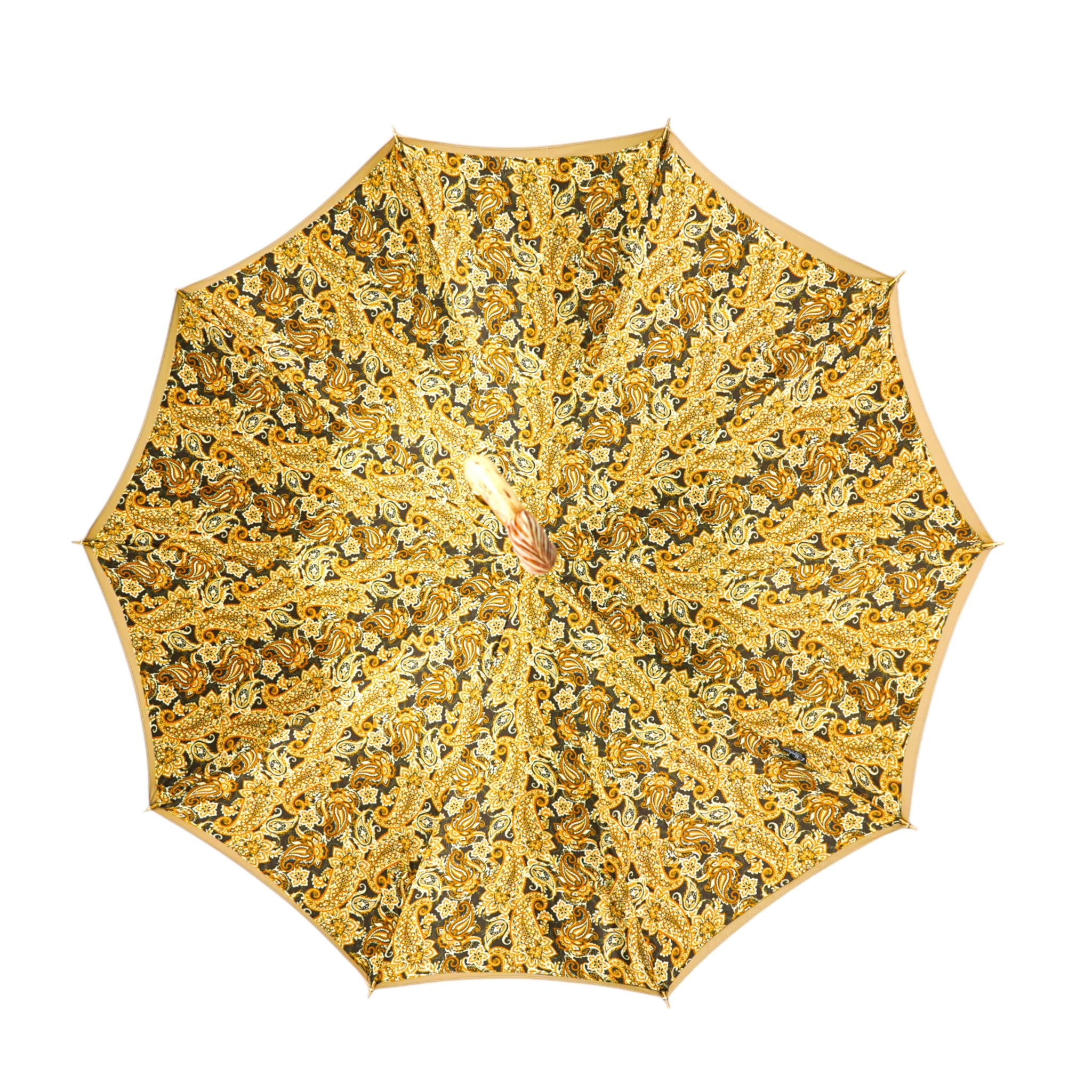 Cream Umbrella – Luxury Rain Gear with Handcrafted Horse Handle & Gold Accents