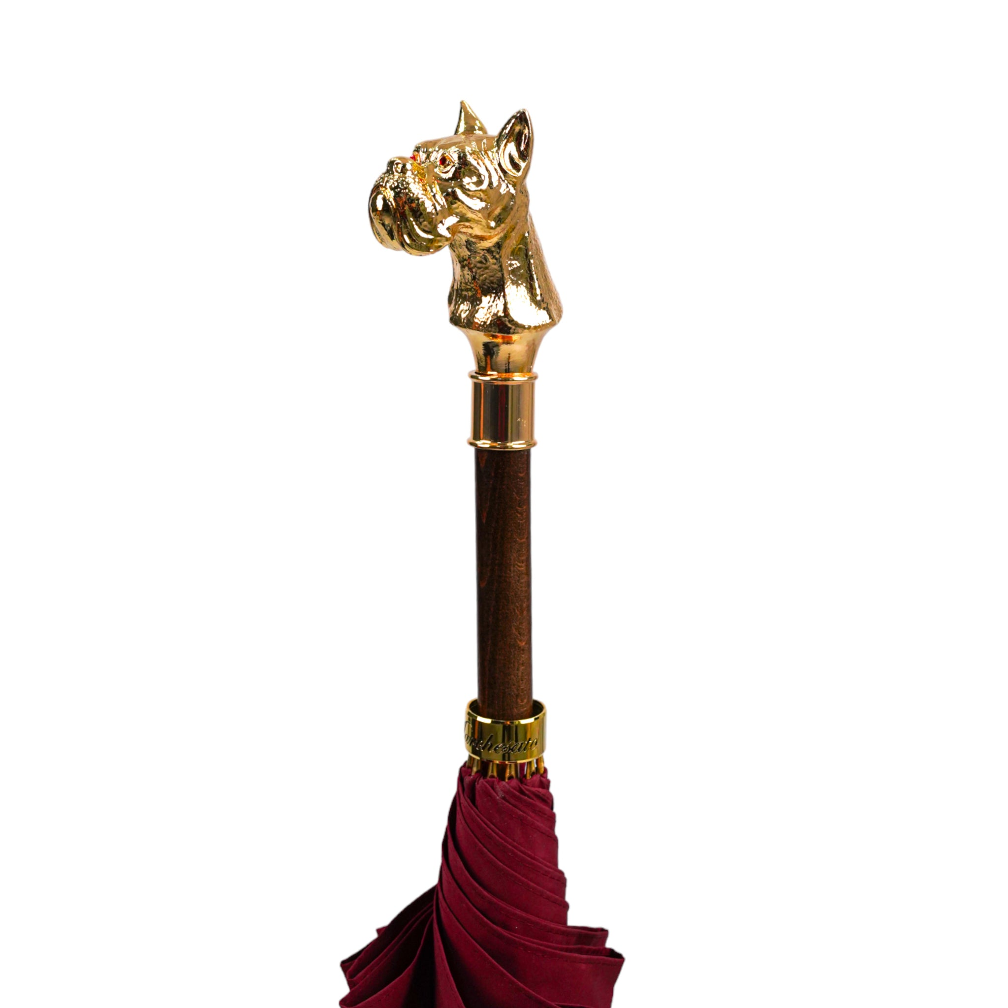 Luxury Men's Umbrella – Burgundy Gentlemen's Automatic Rain Umbrella with 24K Gold Handle