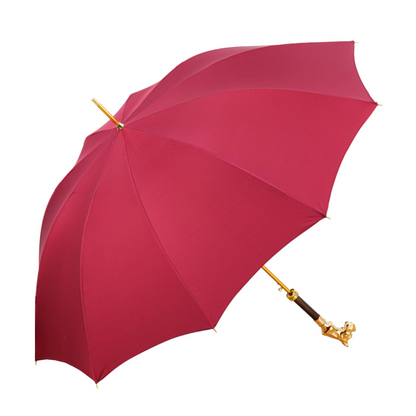 Luxury Men's Umbrella – Burgundy Gentlemen's Automatic Rain Umbrella with 24K Gold Handle