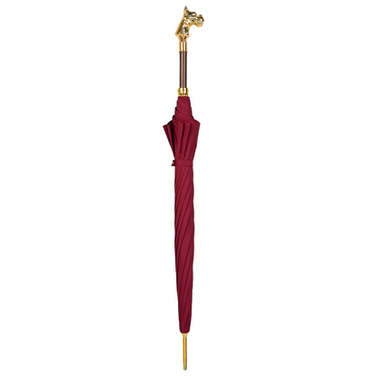 Luxury Men's Umbrella – Burgundy Gentlemen's Automatic Rain Umbrella with 24K Gold Handle