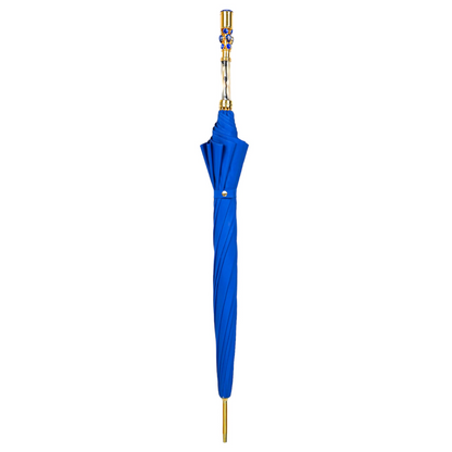 Luxury Umbrella - Elegant Blue Canopy | 24K Gold Handle, Automatic Open Umbrella