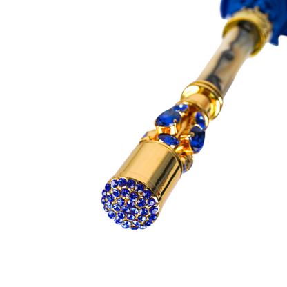 Luxury Umbrella - Elegant Blue Canopy | 24K Gold Handle, Automatic Open Umbrella