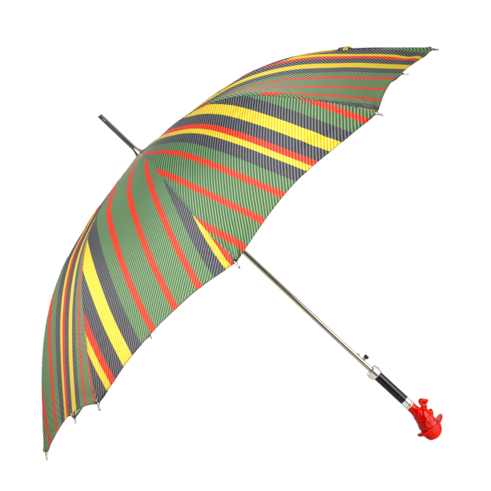 Gentleman's Striped Umbrella – Automatic Open, Durable Carbon Fiber, Sherlock Holmes Handle