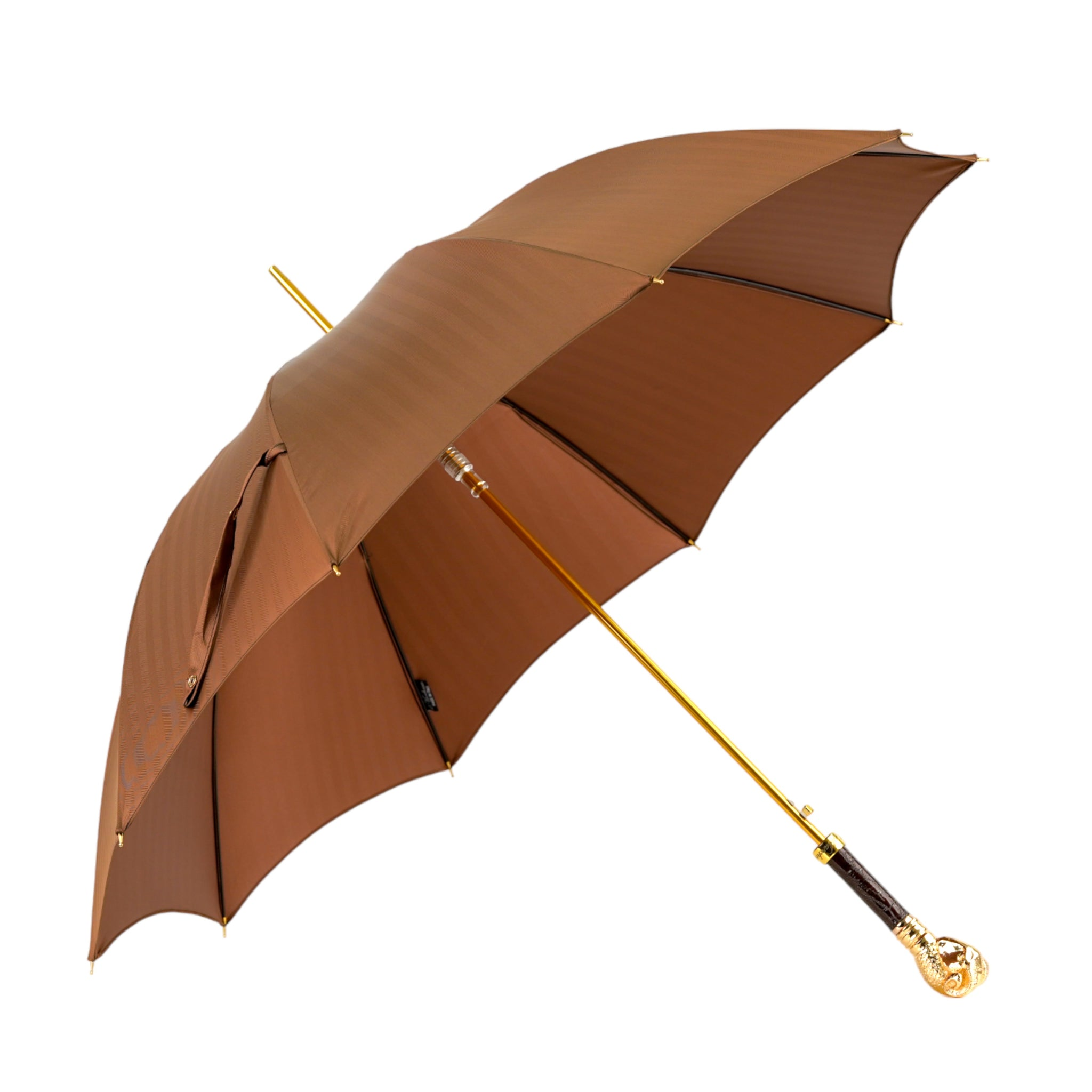 Gold Ram Handle Umbrella – Luxury Striped Men's Rain Umbrella with Automatic Opening