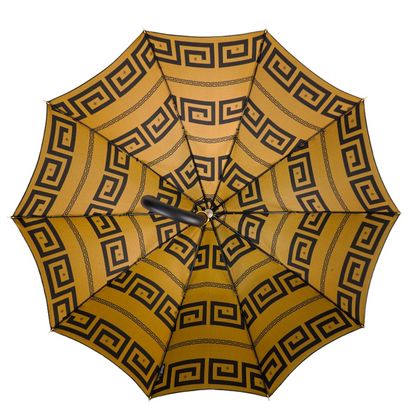 Italian Leather Umbrella - Handmade Greek Design, Carbon Fiber Ribs & Automatic Open