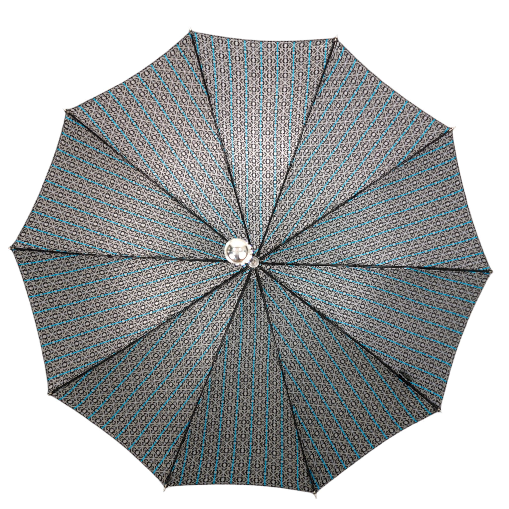 Jacquard Umbrella – Handmade Italian Men's Rain Umbrella with Silver Plated Handle