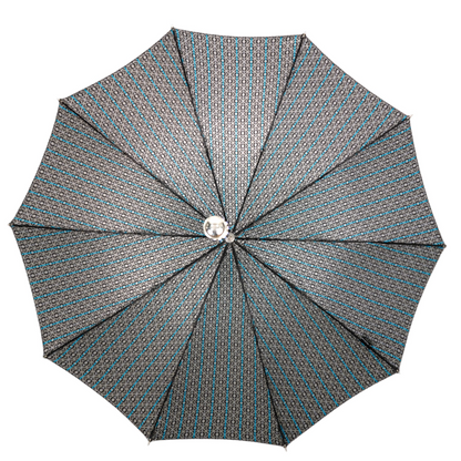 Jacquard Umbrella – Handmade Italian Men's Rain Umbrella with Silver Plated Handle