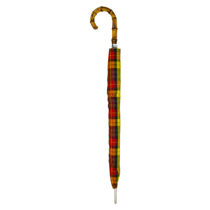 Tartan Bamboo Umbrella – Automatic Opening Wind Resistant Rain Umbrella With Bamboo Handle