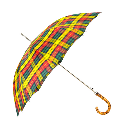Tartan Bamboo Umbrella – Automatic Opening Wind Resistant Rain Umbrella With Bamboo Handle