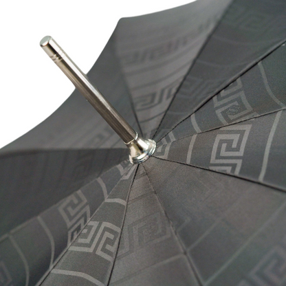 Silverplated Medusa Umbrella – Black Greek Pattern Automatic Opening Rain Umbrella