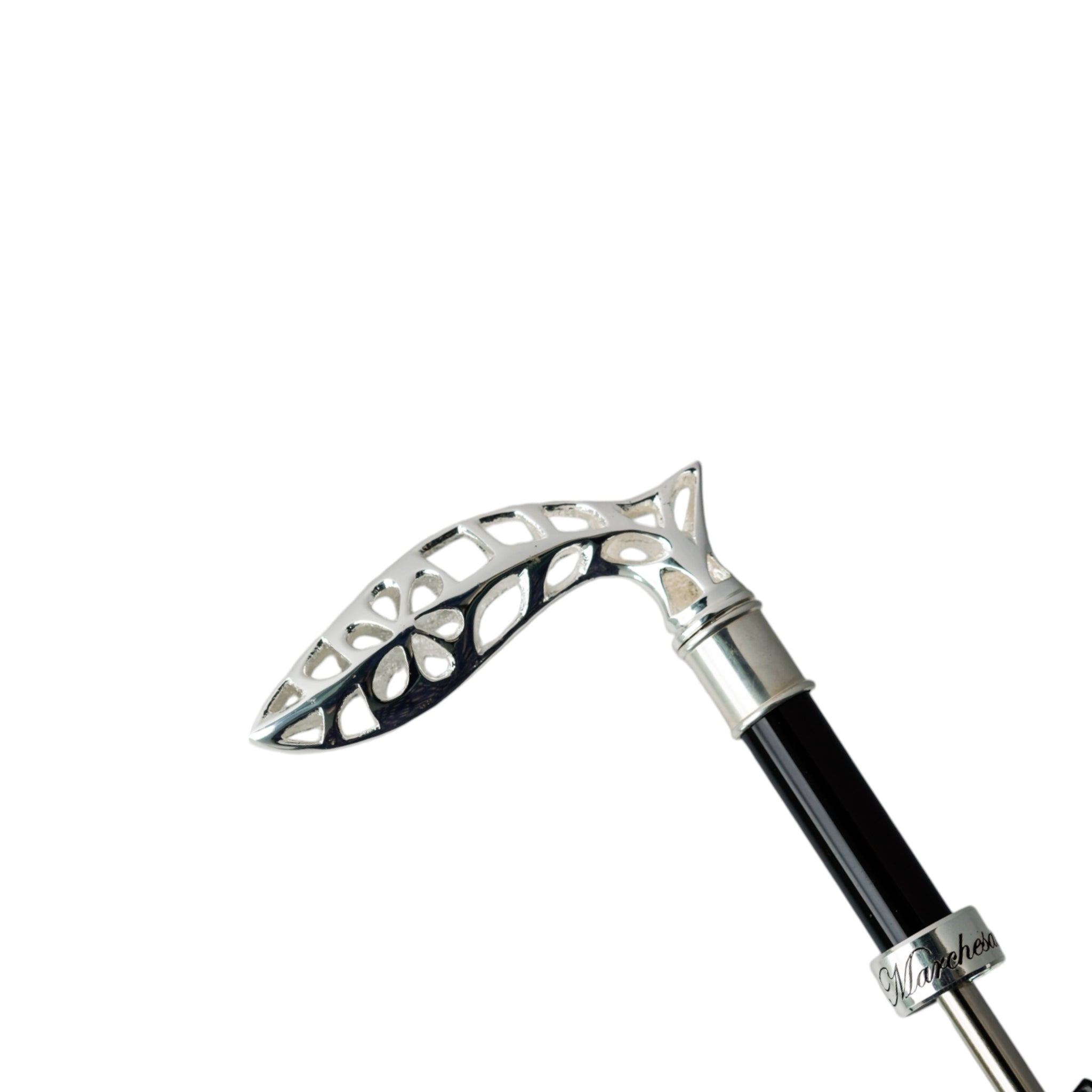 Men's Designer Umbrella – Premium Satin Canopy, Silver Plated Handle, Automatic Open