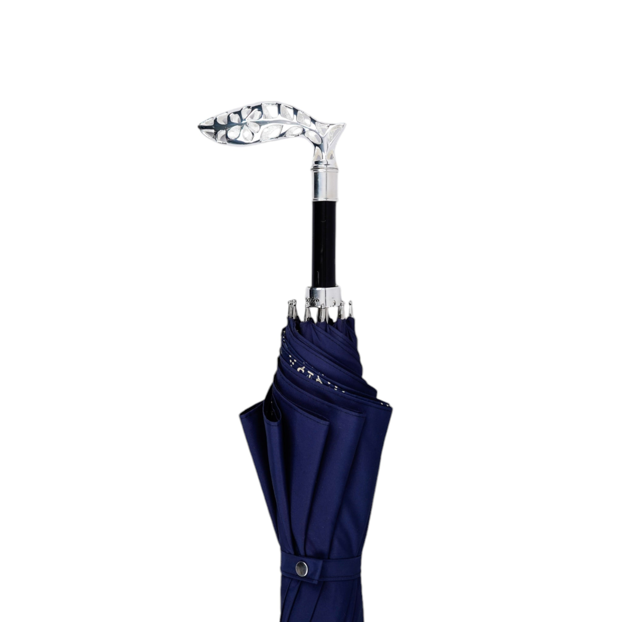 Men's Designer Umbrella – Premium Satin Canopy, Silver Plated Handle, Automatic Open