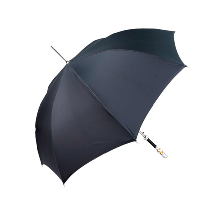 Luxury Striped Umbrella – Silver Plated Handle with Topaz Crystal Detail, Automatic Opening