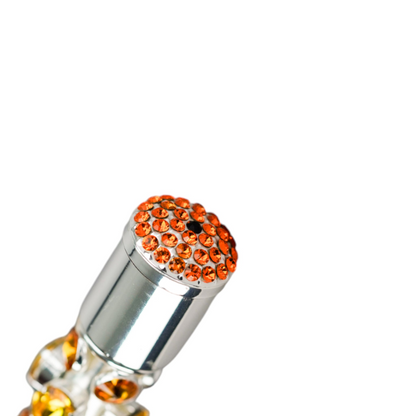 Luxury Striped Umbrella – Silver Plated Handle with Topaz Crystal Detail, Automatic Opening