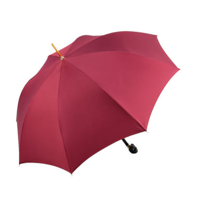 Men's Burgundy Umbrella – Handmade Skull Handle, Automatic Opening, Luxury Design