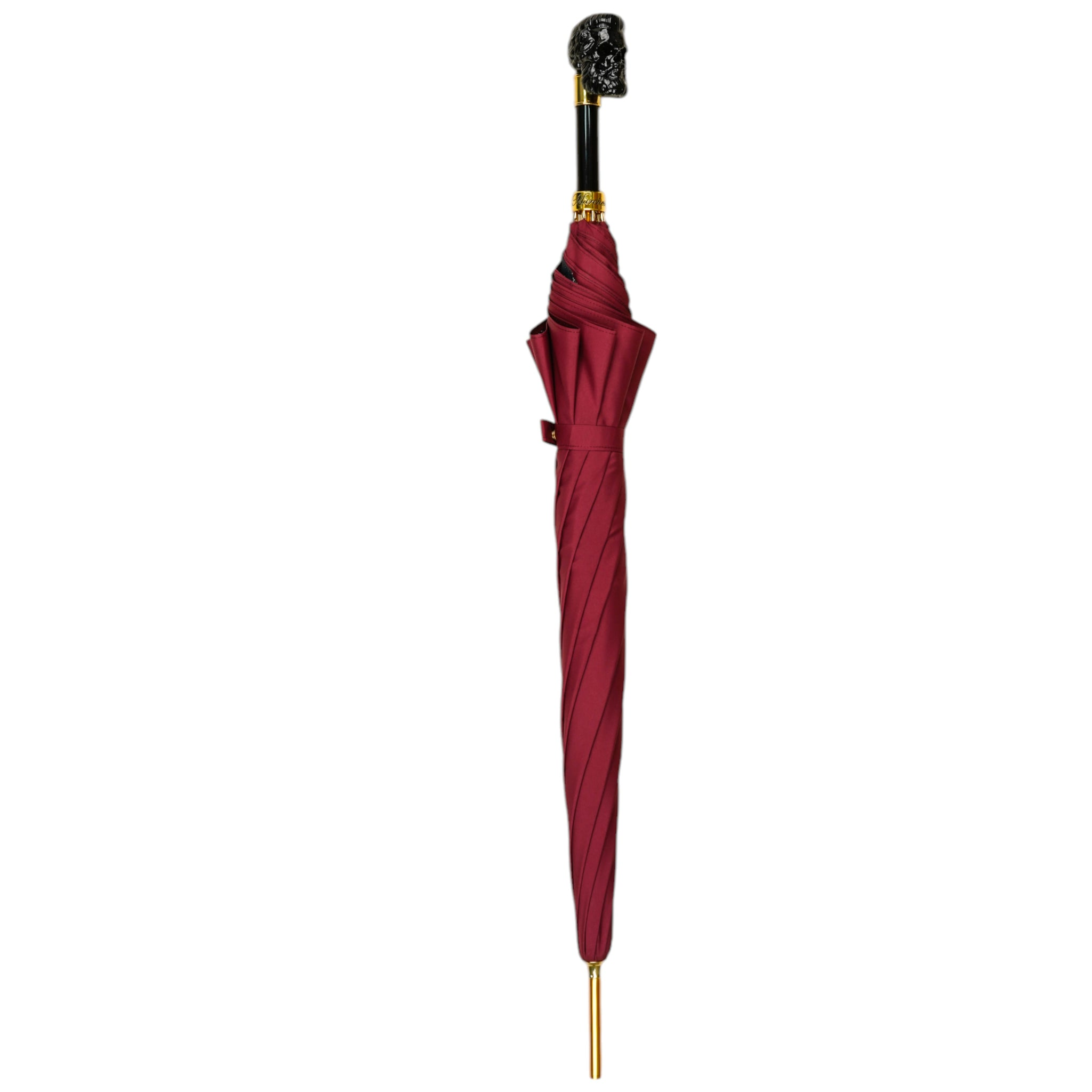 Men's Burgundy Umbrella – Handmade Skull Handle, Automatic Opening, Luxury Design