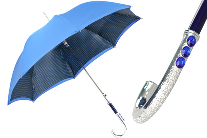 Royal Blue Men’s Umbrella – Luxury Automatic Open Umbrella with Sapphire Crystal Handle