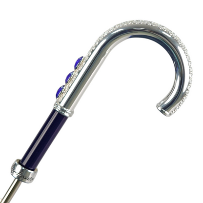 Royal Blue Men’s Umbrella – Luxury Automatic Open Umbrella with Sapphire Crystal Handle