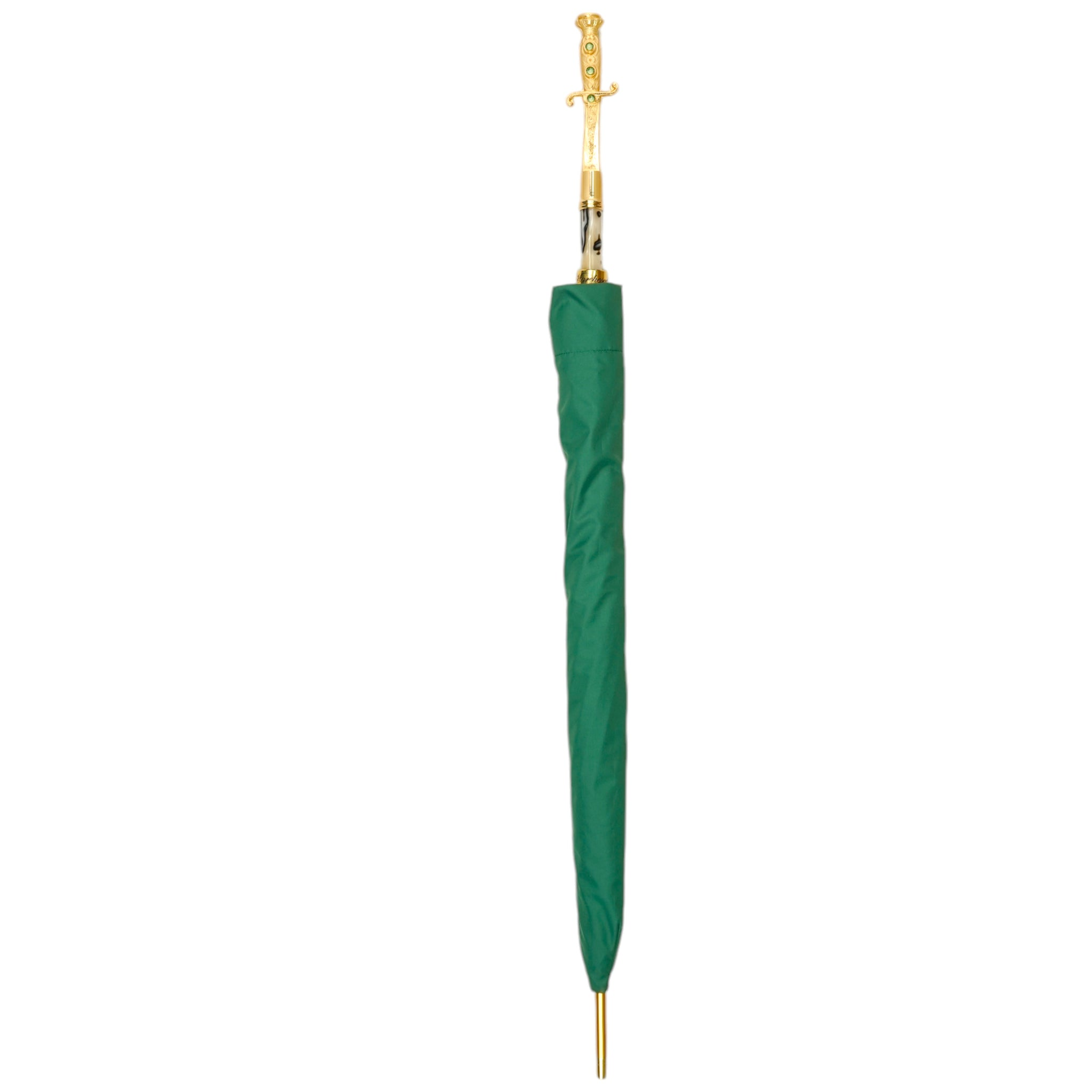 Men's Green Umbrella – Luxury Automatic Rain Umbrella with 24K Gold Sword Handle