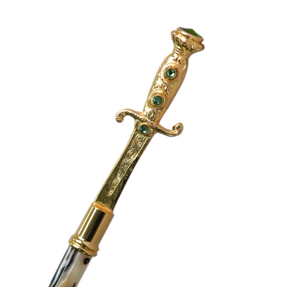 Men's Green Umbrella – Luxury Automatic Rain Umbrella with 24K Gold Sword Handle